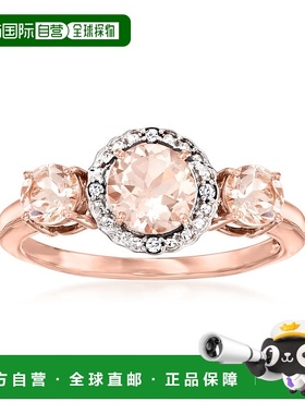 自营 14 克拉 2 色金 Ross-Simons 摩根石镶钻戒指 - 粉红色 美国