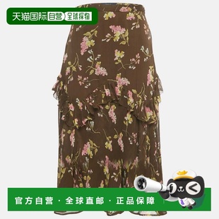 自营Polo Ralph Lauren Brown Floral Print Chiffon Ruffled Mid