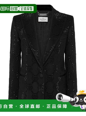 自营philipp pleinWool Boxy Blazer Strass Monogram - black 美