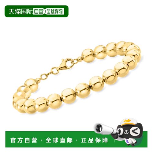 自营Ross-Simons Italian 8mm 18kt Gold Over Sterling Bead Bra