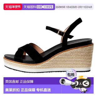 自营Cole Haan Cloudfeel Silvee Espadrille Wedges 75mm Black