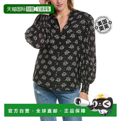 Elie Tahari 开衩领丝绸混纺上衣 - 黑色 【美国奥莱】直发