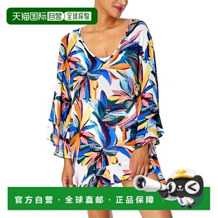 自营Anne Cole Bell Sleeve Flounce Tunic - multi 美国奥莱直发