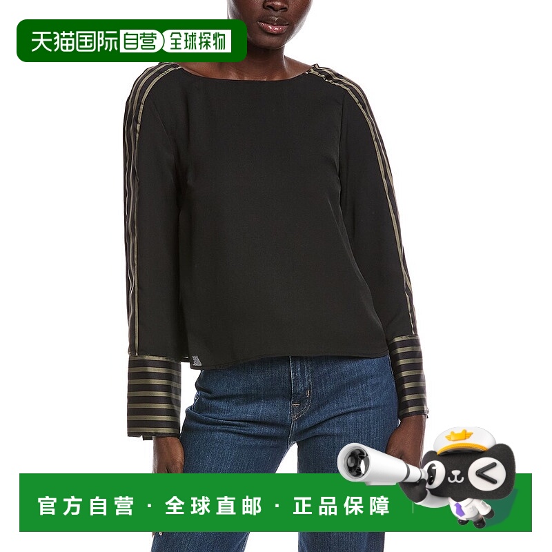 自营Vince Camuto Crewneck Blouse - black 美国奥莱直发上衣