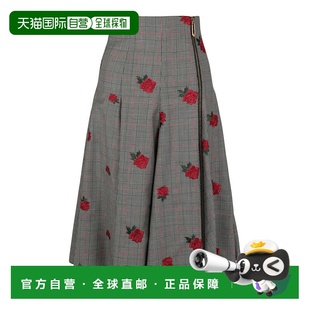 black 自营versaceFloral Skirt Plaid 美国奥莱直 Embroidered