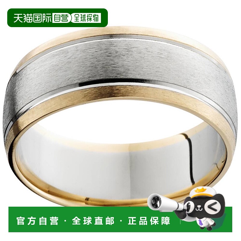 自营 pompeii38 毫米 男士 14K 白金和黄金喷砂双镶嵌结婚戒指 -