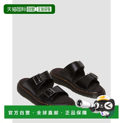自营Dr. Martens Josef 31570001凉鞋Mens黑色皮革圆头拖鞋RHS838