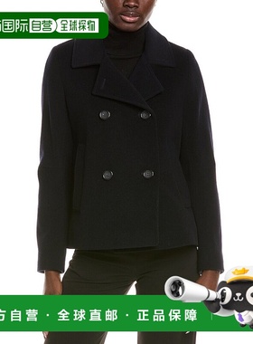 自营Cinzia Rocca Icons羊毛和羊绒混纺短外套-黑色 美国奥莱直发