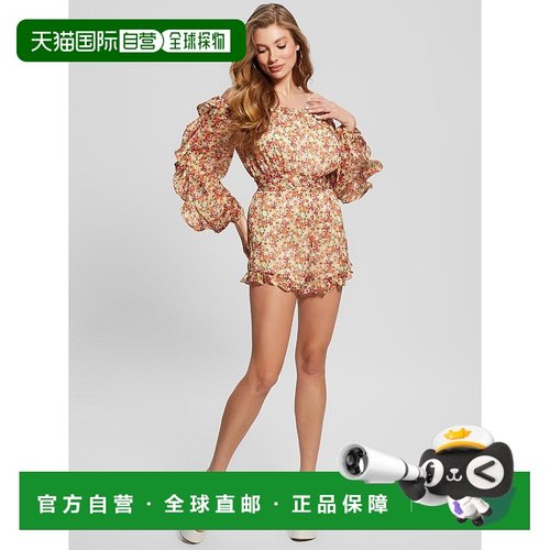 自营Guess Jumpsuit Women's  Red Floral Print Regular Ruffle