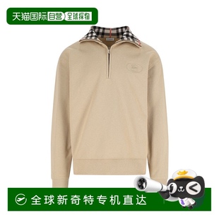中性色 自营 米色 burberry拉链Polo衫 美国奥莱直发 格子