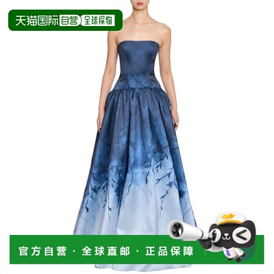 自营Marchesa Notte Floral Printed Mikado Gown - blue 美国奥