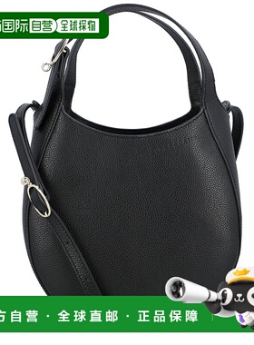 自营Longchamp Le Foulonne皮革手提包-黑色 美国奥莱直发珑骧