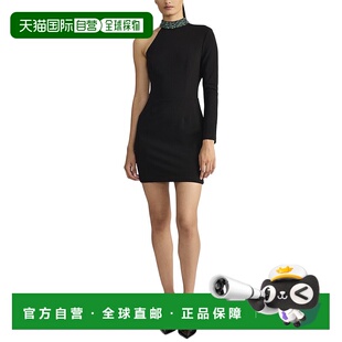 自营 Posen单肩水晶珠迷你连衣裙 黑色 美国奥莱直发包臀裙 Zac