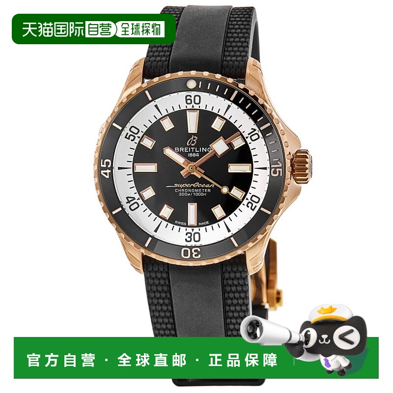 自营Breitling Superocean Automatic 42 Black Dial 18K Rose Go