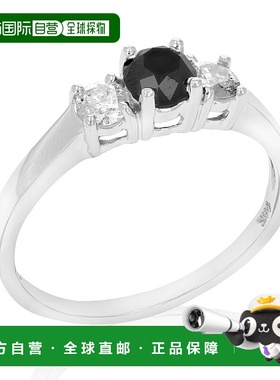 自营 vir jewels1 克拉 3 石 14K 白金黑白钻石订婚戒指 - 白色