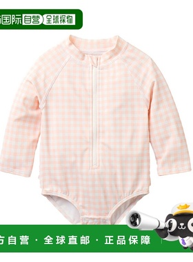 自营janie and jack珍妮和杰克回收金汉姆Rashguard泳衣-粉红色