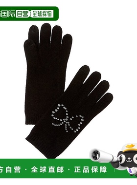 自营sofiacashmere热固蝴蝶结羊绒手套-黑色 美国奥莱直发