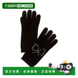 自营sofiacashmere热固蝴蝶结羊绒手套-黑色 美国奥莱直发