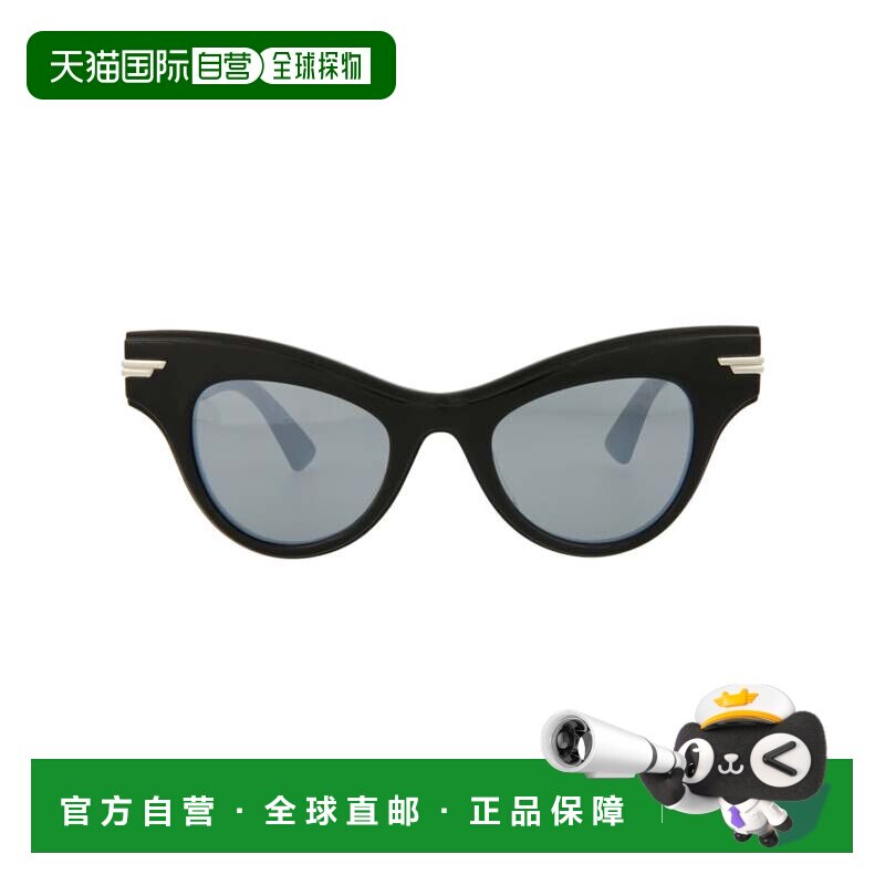 自营bottega veneta猫眼框架醋酸纤维太阳眼镜-黑色黑色银色 美国