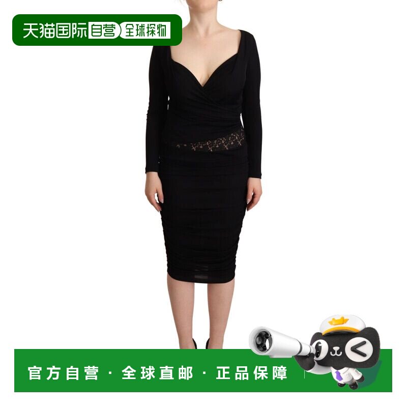 自营GF Ferre Long Sleeves Sweetheart Neck Midi Women's Dress
