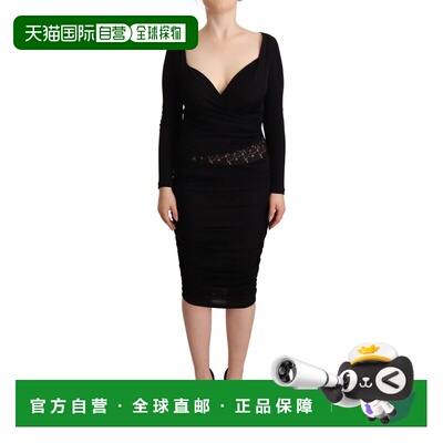 自营GF Ferre Long Sleeves Sweetheart Neck Midi Women's Dress