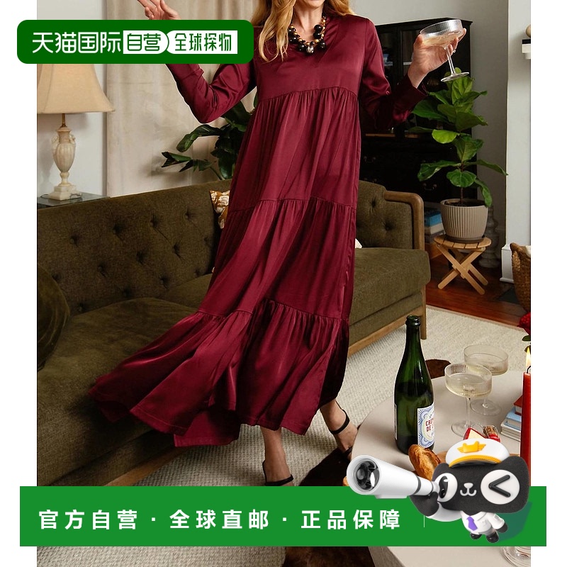自营 duffield laneMyka Midi Dress In Pinot Silky Stretch Sat
