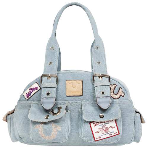 自营True Religion Multi-Patch Denim Satchel - denim 美国奥莱