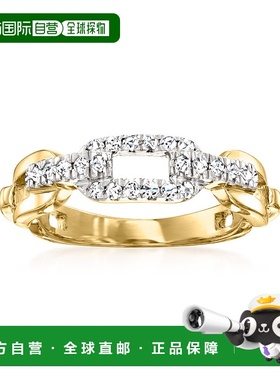 自营 Ross-Simons 18 克拉金镀在纯银上钻石回形针环戒指 - 白色