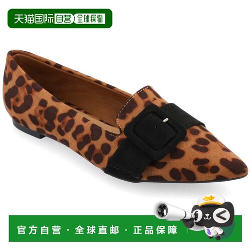 自营Journee Collection Audrey Flats女士棕色动物印花乐福鞋ZAP