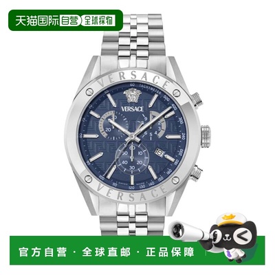 自营versaceAthletic Leather Watch - silver/stainless steel/b