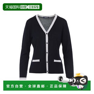 撞色鑲邊 自營max 毛衣 黑色 maraV領(lǐng)紐扣式 美國奧萊直發(fā)