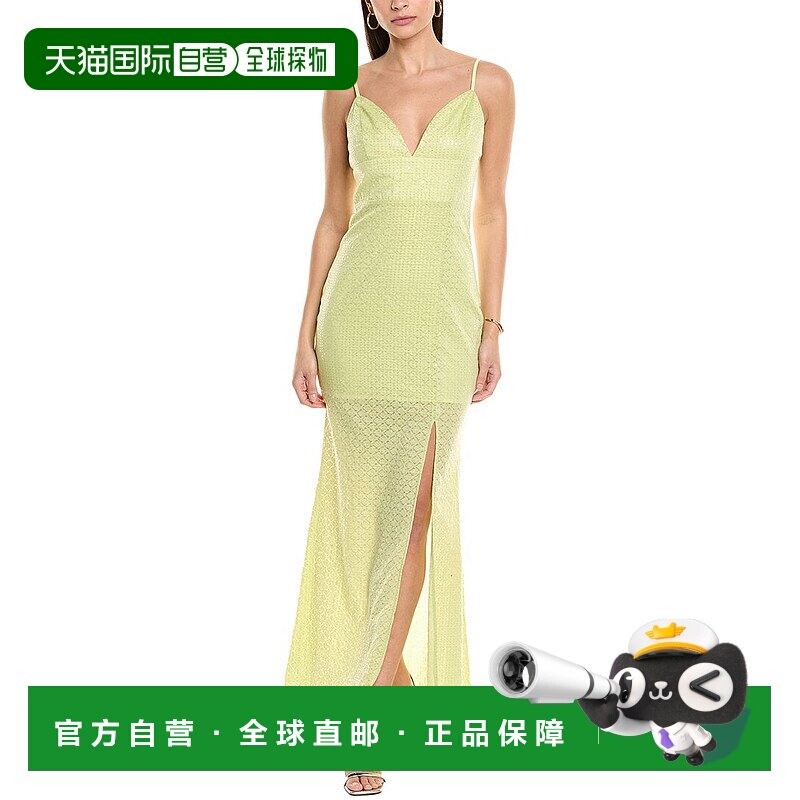 自营 line & dot线条和圆点亮片长裙-绿色 美国奥莱直发连衣裙