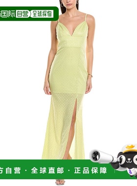 自营 line & dot线条和圆点亮片长裙-绿色 美国奥莱直发连衣裙