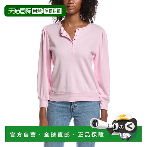 自营Michael Stars Sophy Puff袖Henley t恤-粉红色 美国奥莱直发