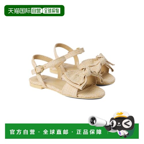 自营janie and jack珍妮和杰克稻草弓凉鞋-棕色 美国奥莱直发