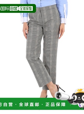 自营Burberry女式Emma Check技术定制长裤-黑色chk 美国奥莱直发