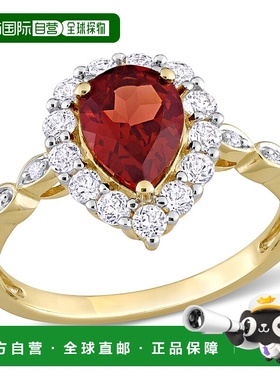自营 mimi & max1 7/8 克拉 TGW 梨形石榴石与白色托帕石与钻石点