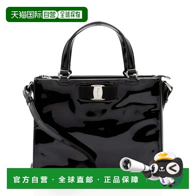 自营Ferragamo Patent Leather Vara Tracy Tote - black 美国奥