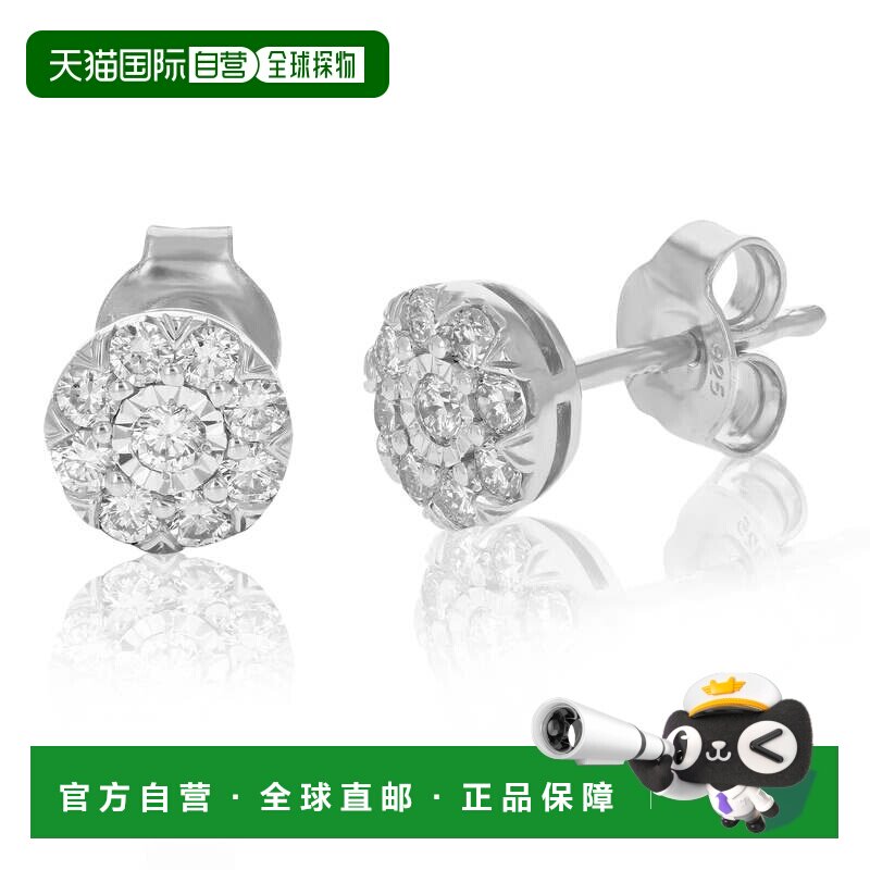 自营vir jewels圆形切割 1/2 克拉实验室培育钻石耳钉 .925 纯银