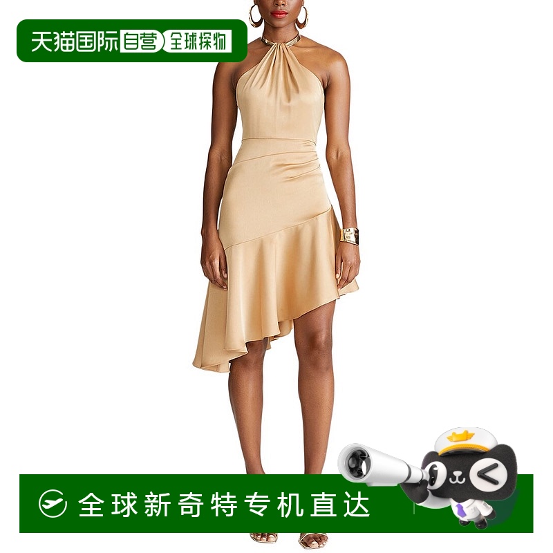 自营 Halston Beverly缎面合身喇叭裙-棕色 【美国奥莱】直发