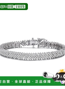 自营 GENEVIVE 纯银立方氧化锆簇状箭头网球手链 - 银白色 美国奥