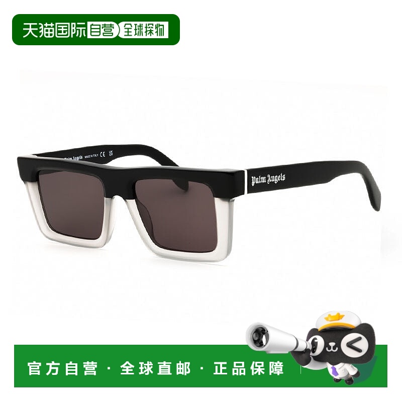 自营Palm Angels Sunglasses Square Full Rim, Black Grey Frame