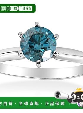 自营 pompeii31 1/2 克拉蓝色钻石单石订婚戒指 14K 白金 - 14k