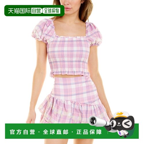 自营 Avantlook Ruched Top purple 美国奥莱直发上衣泡泡袖