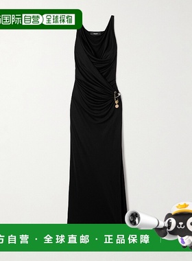 1h可退 香港直邮潮奢 versace 范思哲 女士 黑色 Safety Pin Gath