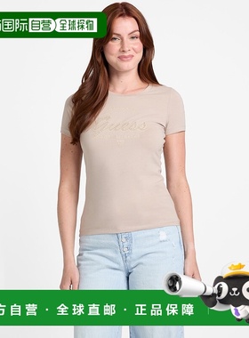 自营 guessEco-Itzel标志T恤-天鹅绒灰褐色 美国奥莱直发