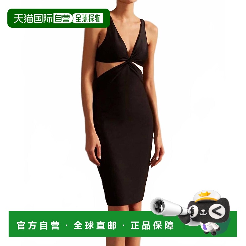 自营adriana degreasCut-Out Solid Short Dress In Black - blac