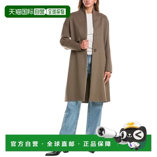 自营Vince无领羊毛混纺大衣 美国奥莱直发 棕褐色