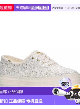自营Keds Fashion Sneakers Women's Cream Glitter Low Top Plat