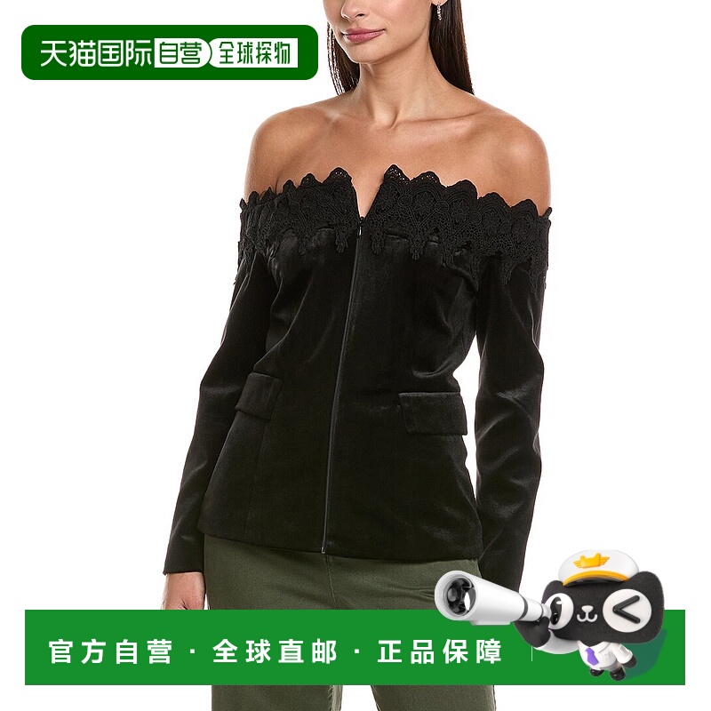 自营tyler boe Teagan Velvet Lace Top - black 美国奥莱直发